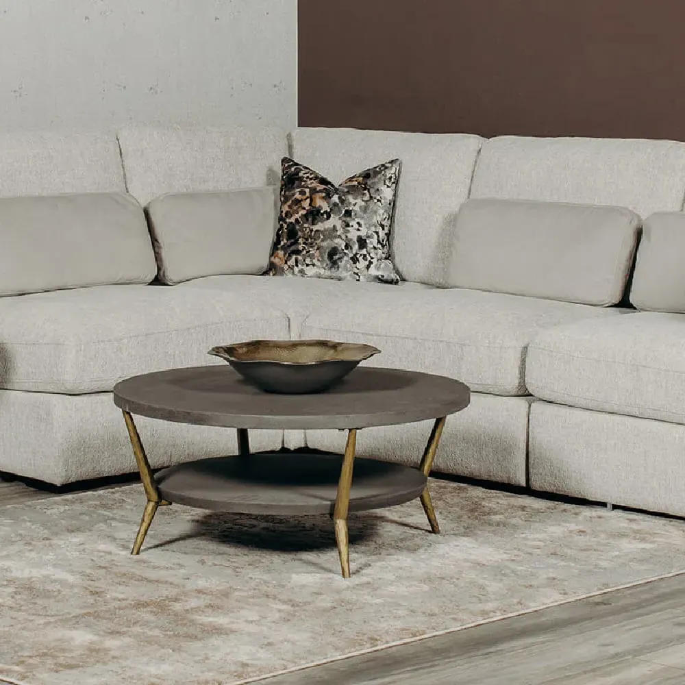 Telluride Round Coffee Table - Grey, Wood