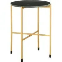 Telluride Round Side Table with Gold Legs - Green, Marble