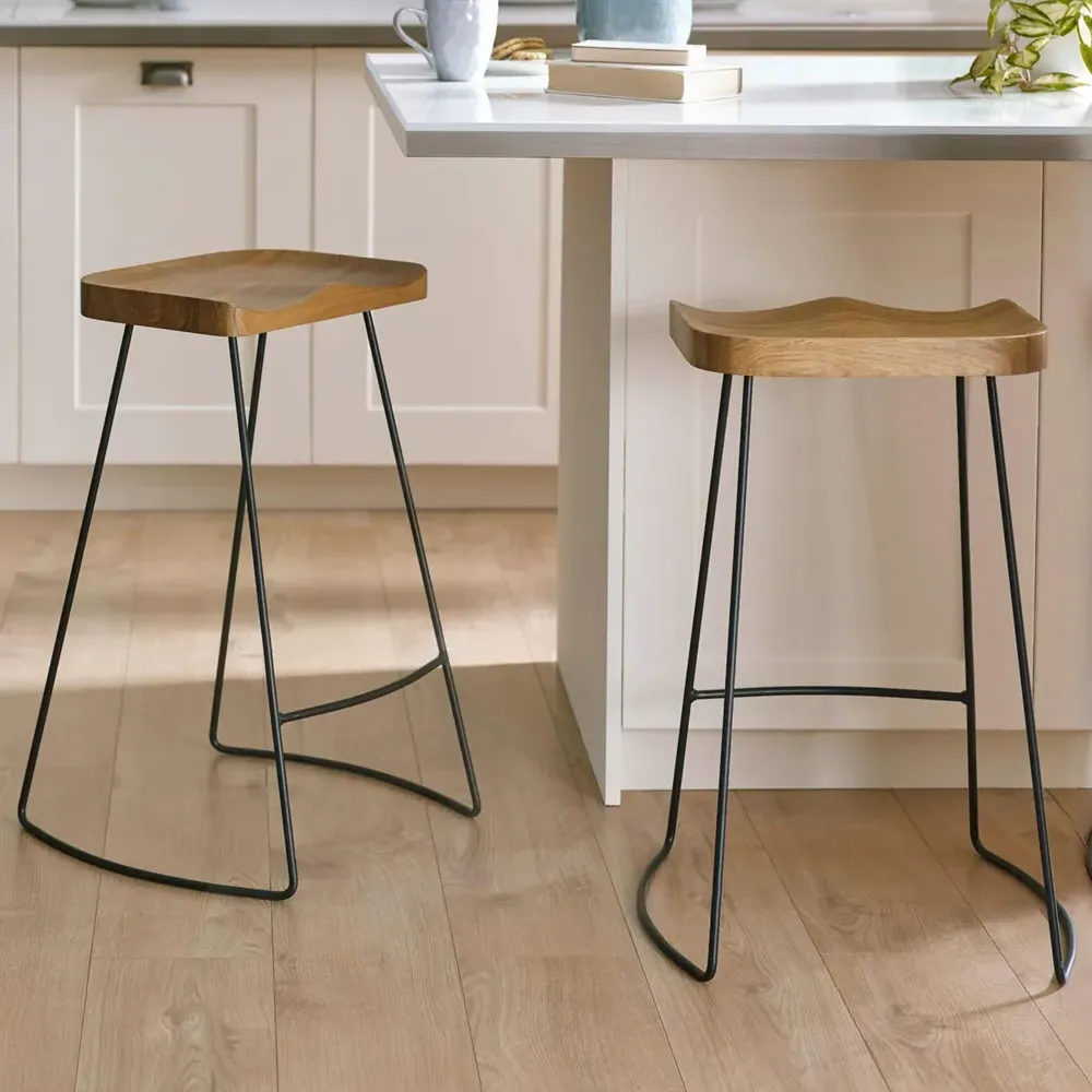 Temecula Bar Stools Pair - Light Brown, Wood product
