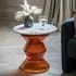 Temecula Round Side Table - White and Orange, Marble
