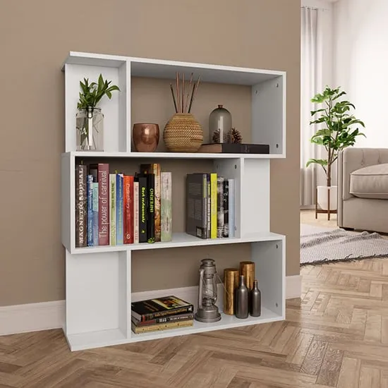 Tenley Bookcase Room Divider with Storage - White, Chipboard