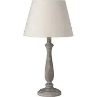 Tenos Wooden Table Lamp with Beige Shade - Brown