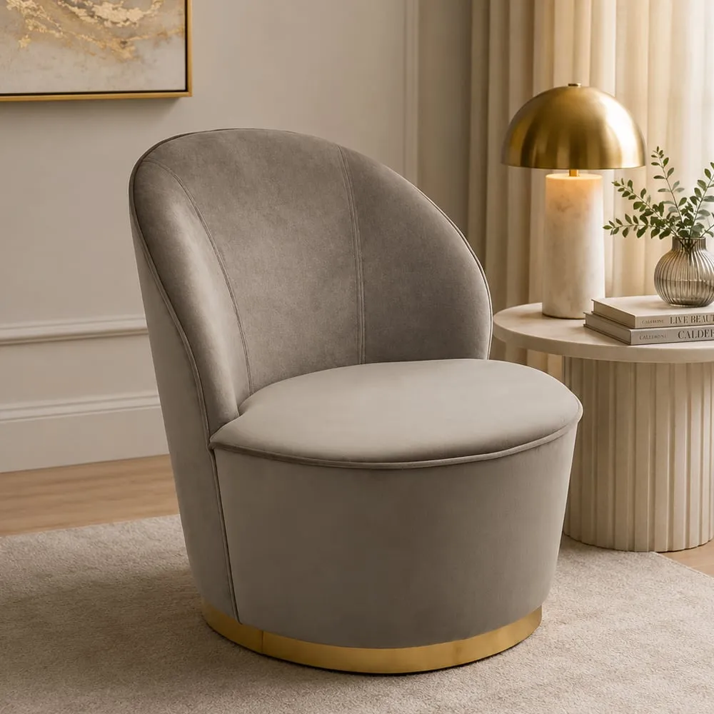 Kelvra Kids Chair with Gold Base - Mink, Velvet product
