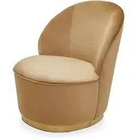 Teos Kids Swivel Tub Chair with Gold Base - Beige, Velvet