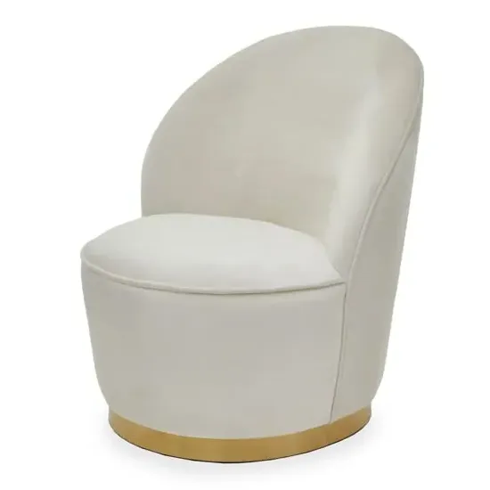 Teos Kids Swivel Tub Chair with Gold Base - Cream, Velvet