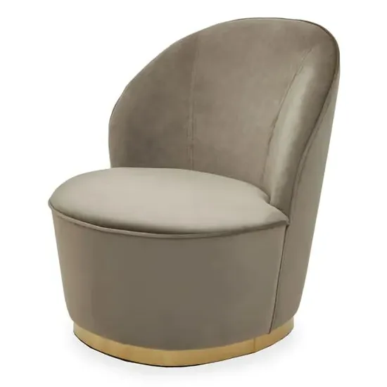 Teos Kids Swivel Tub Chair with Gold Base - Mink, Velvet