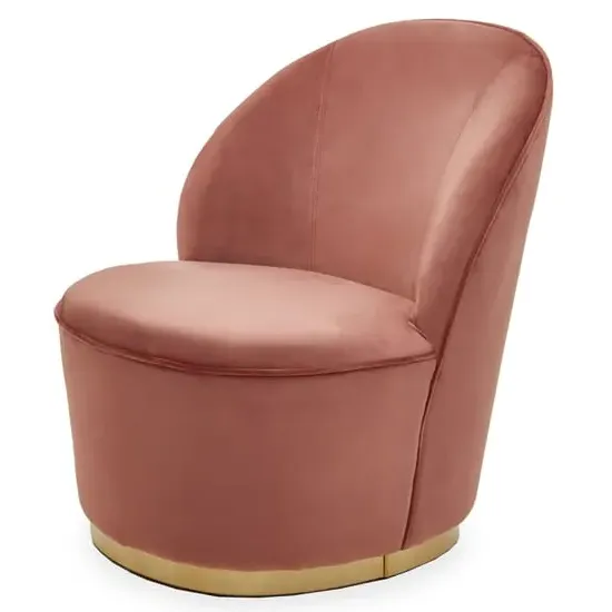Teos Kids Swivel Tub Chair with Gold Base - Pink, Velvet
