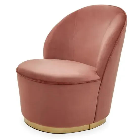Teos Kids Swivel Tub Chair with Gold Base - Pink, Velvet