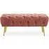 Teos Rectangular Foot Stool with Button Tufting - Pink, Velvet