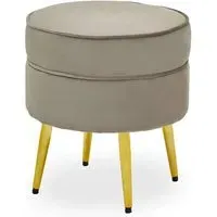 Teos Round Foot Stool - Mink, Velvet
