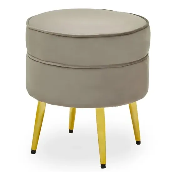 Teos Round Foot Stool - Mink, Velvet