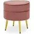 Teos Round Foot Stool - Pink, Velvet