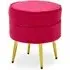 Teos Round Foot Stool - Pink, Velvet