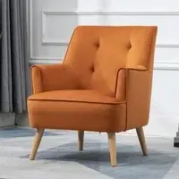 Terni Accent Chair with Oak Legs - Burnt Orange, Velvet