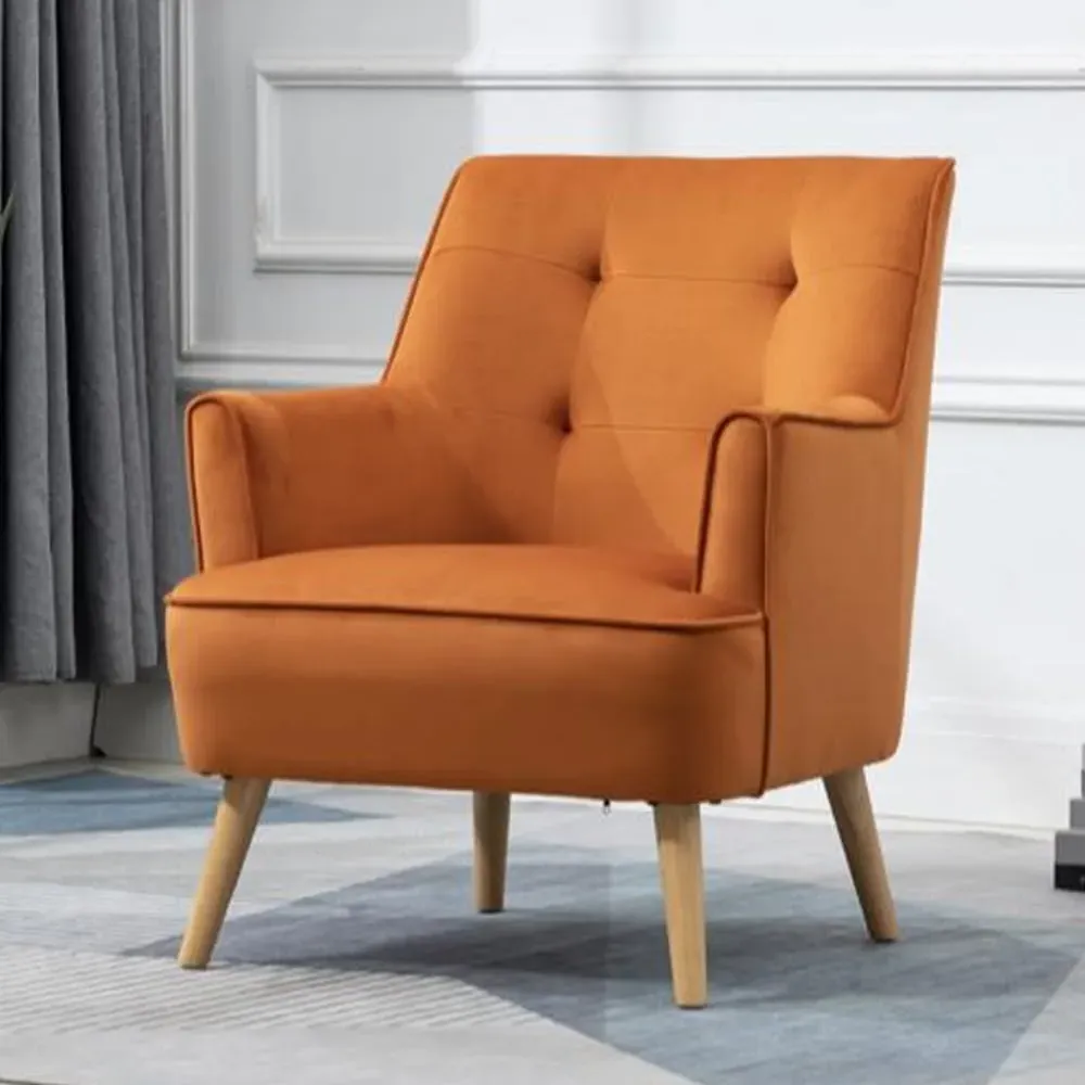 Terni Accent Chair with Oak Legs - Burnt Orange, Velvet image
