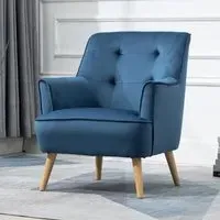 Terni Accent Chair with Oak Legs - Navy, Velvet