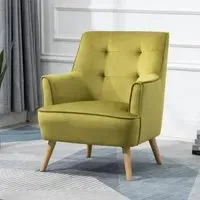 Terni Accent Chair with Oak Legs - Pistachio, Velvet