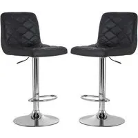Terot Bar Chairs with Chrome Base - Grey, Faux Leather