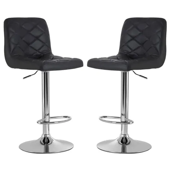 Terot Bar Chairs with Chrome Base - Grey, Faux Leather image
