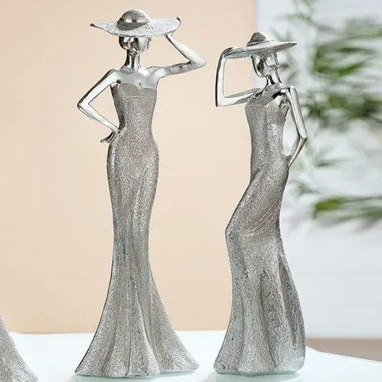 Terrell Lady Diva Hands On Hat Sculpture - Silver, Polyresin