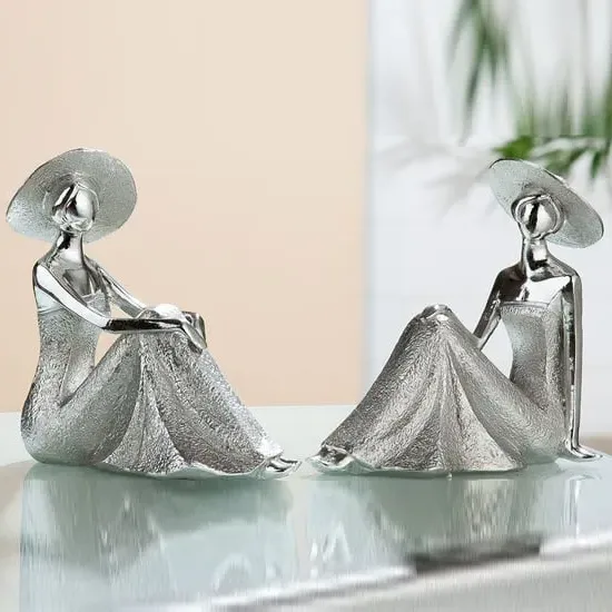 Terrell Lady Diva Sitting II Sculpture - Silver, Polyresin