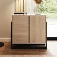 Terrell Sideboard with 1 Door 3 Drawers - Oak, Black alternate view