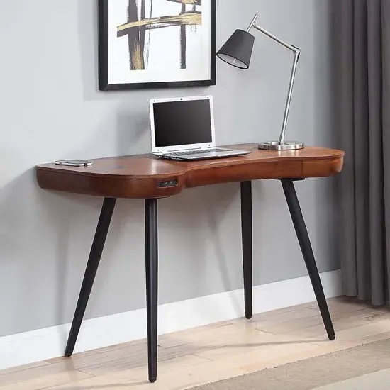 Terrence Laptop Desk with Bluetooth Speakers & Wireless Charging - Walnut product