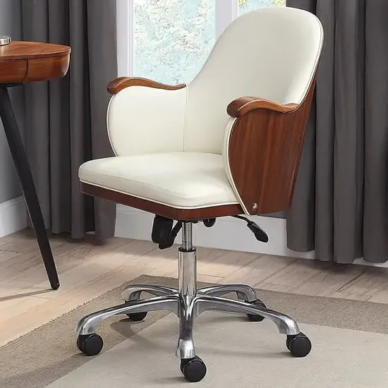 Terrence Office Chair with Tilt Mechanism - Cream, Walnut image
