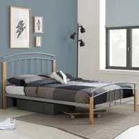 Tetra King Size Bed Frame - Silver, Beech