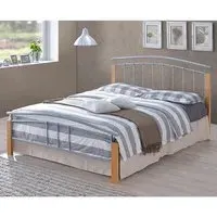 Tetron King Size Bed Frame - Silver, Metal