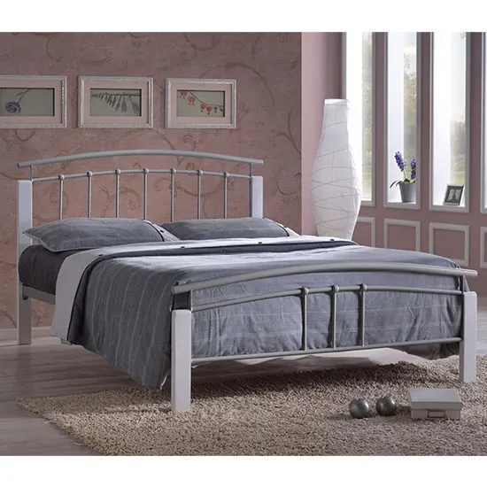 Tetron King Size Bed Frame - Silver, Metal