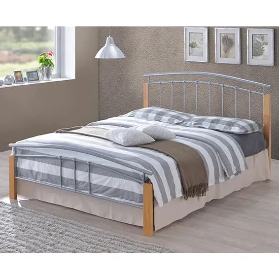Tetron King Size Bed Frame - Silver, Metal