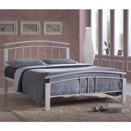 Tetron King Size Bed Frame - White, Metal