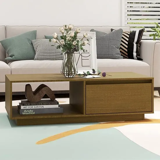 Tevie Coffee Table with Storage - Brown, Pinewood image