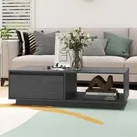 Tevie Coffee Table with Storage - Grey, Pinewood