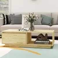 Tevie Coffee Table with Storage - Natural, Pinewood