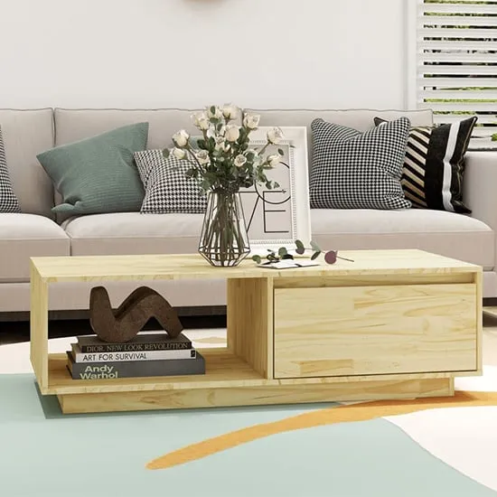 Tevie Coffee Table with Storage - Natural, Pinewood