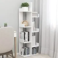 Tevin 8-Compartment Bookshelf - White, Engineered Wood