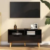 Tevy TV Stand with 1 Drawer 2 Shelves - Black