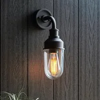 Texarkana Clear Glass Shade Outdoor Wall Light - Matt Black alternate view