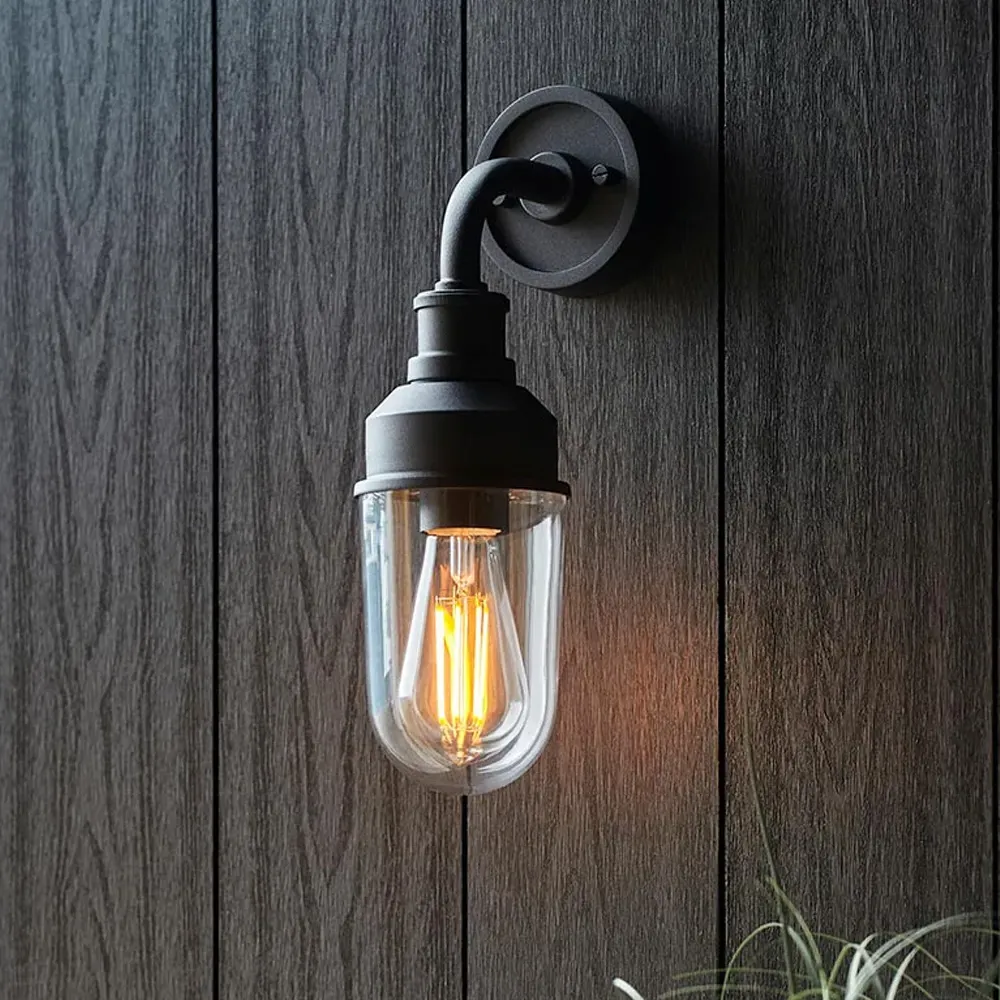 Texarkana Clear Glass Shade Outdoor Wall Light - Matt Black product