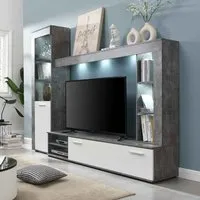 Texas Living Room Set with LED - Concrete, White Melamine alternate view