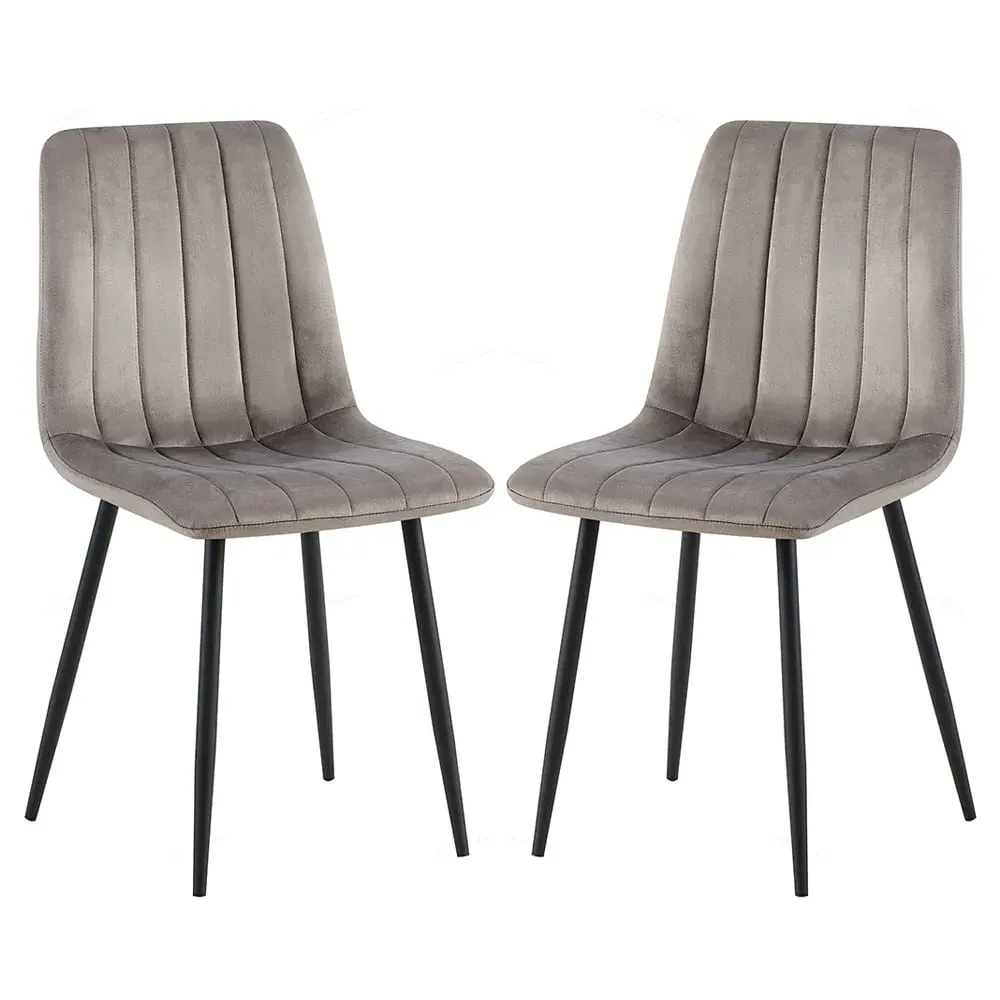 Theodore Dining Chairs in Pair - Grey, Velvet image