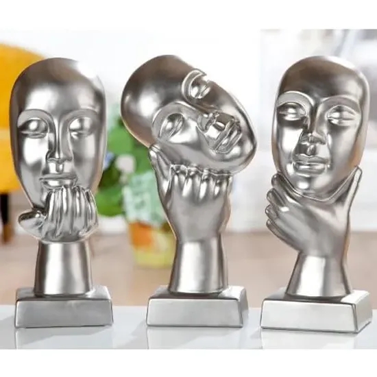 Thinking Set of 3 Sculpture - Silver, Ceramic image