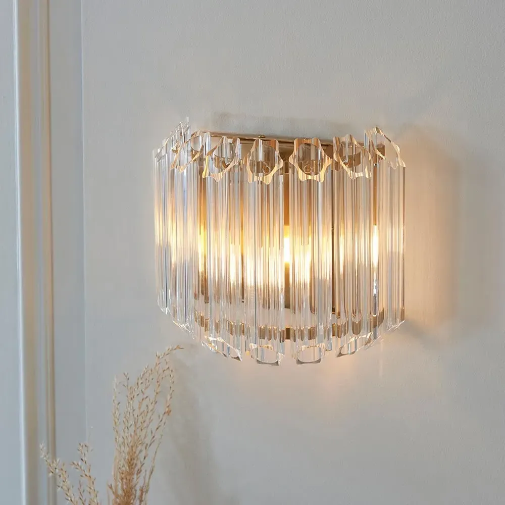 Thomas Hexagonal Glass Wall Light - Brushed Aged Brass image