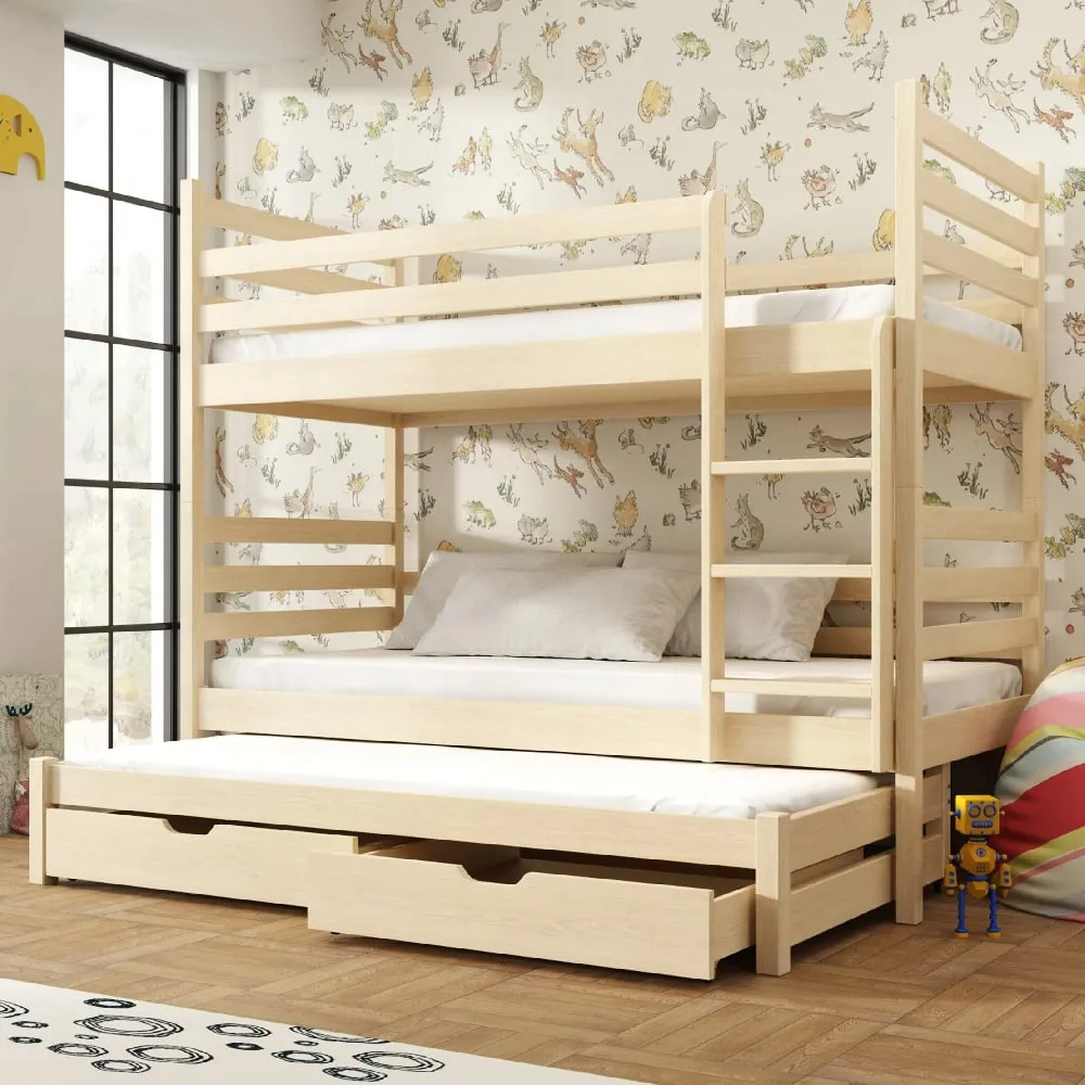 Thorsby Bunk Bed with Trundle and Storage - Pine, Wood