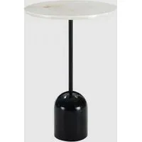 Thorsby Round Lamp Table with Black Metal Pole - White Marble