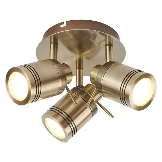 Three Light Bathroom Spot Plate - Antique Brass