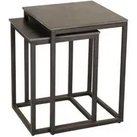 Tiana Square Nest of 2 Tables - Black, Ceramic
