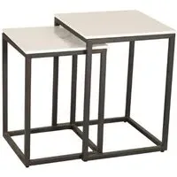 Tiana Square Nest of 2 Tables - White, Ceramic
